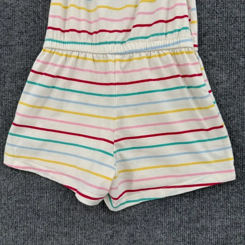 Old Navy Girls Rainbow Stripe Romper Size 5 XS Peasant Jersey Knit 100% Cotton